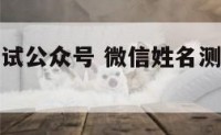微信姓名测试公众号 微信姓名测试打分吉凶免费
