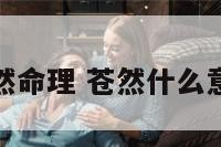 苍然命理 苍然什么意思