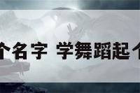 学舞蹈起个名字 学舞蹈起个名字大全