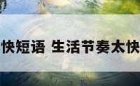 生活节奏太快短语 生活节奏太快的感悟短语