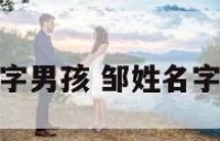 邹姓的名字男孩 邹姓名字男孩好听