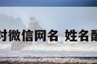 个人姓名配对微信网名 姓名配对微信昵称